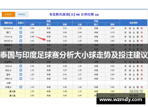 泰国与印度足球赛分析大小球走势及投注建议
